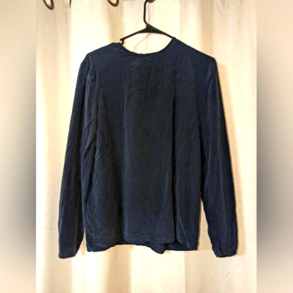 Talbots Navy Blue Silk Top Casual Business Casual